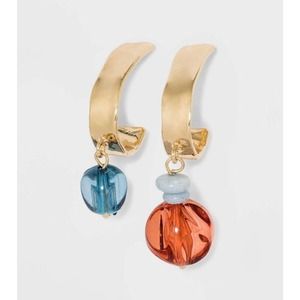 A New Day Drop Earrings with Mismatched Stones Pink & Blue NWT